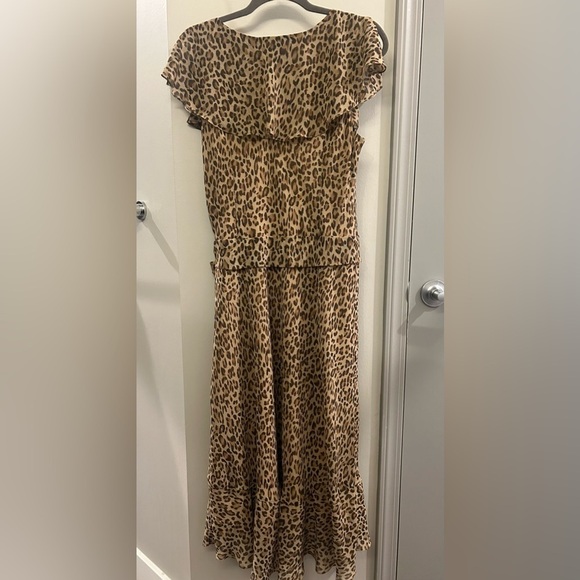 Liz & Co Maxi Dress Women’s 14 Animal Print Cheetah Leopard Ruffle Bow Flowy - Picture 2 of 11